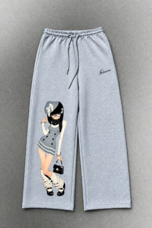 Grey Wide-Leg Sweatpants