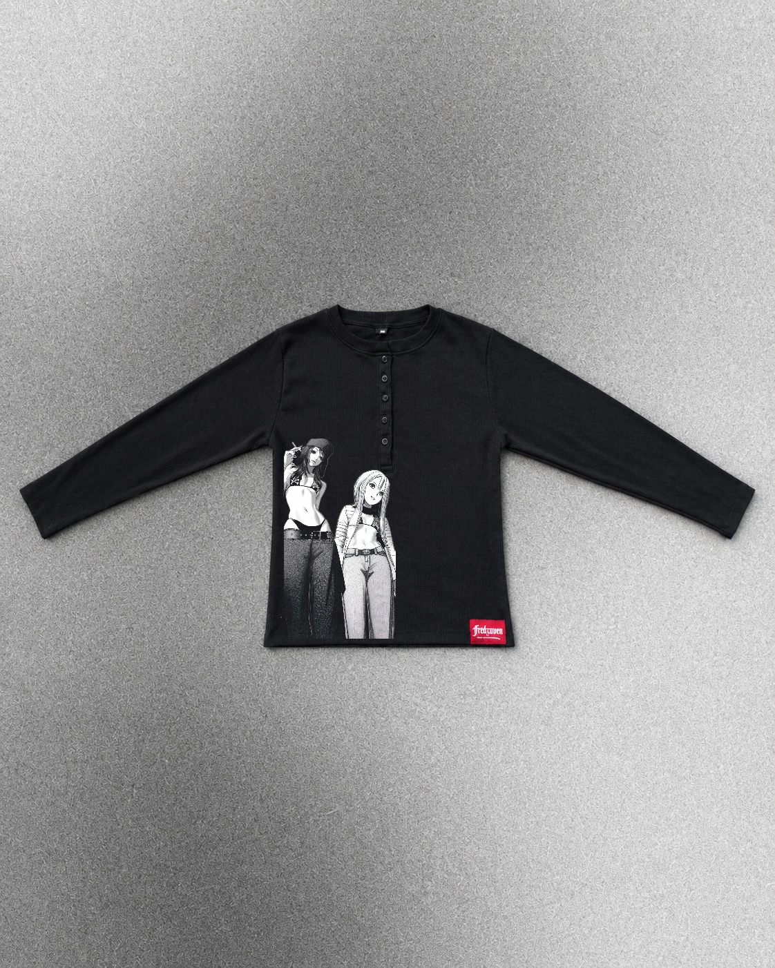 Monochrome Cyber Manga Henley