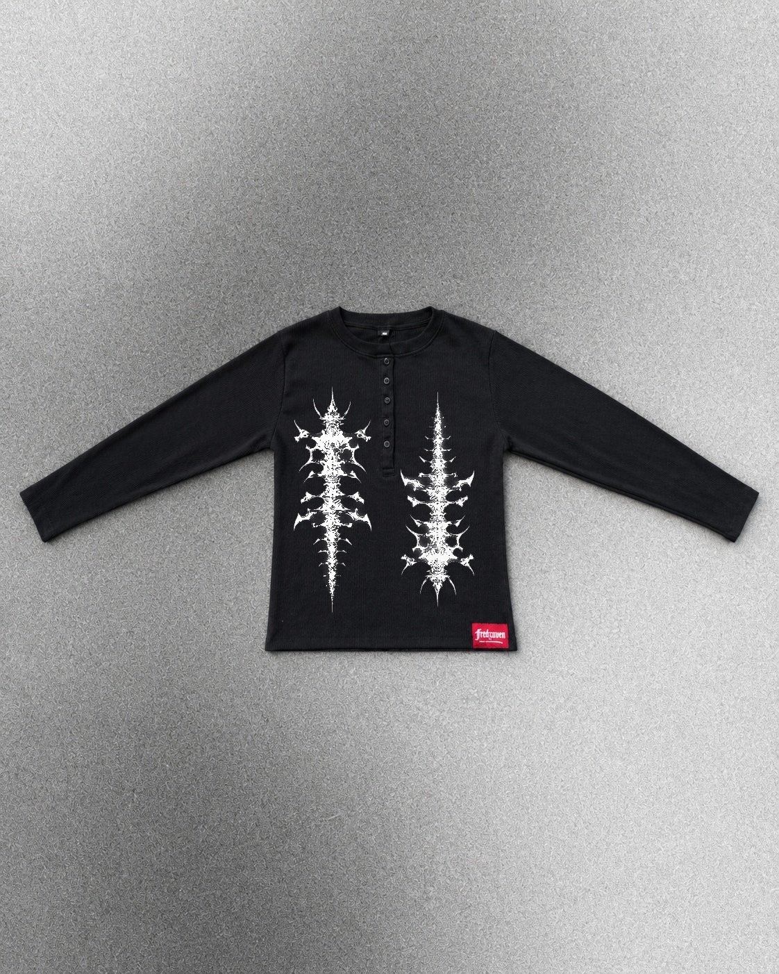 Gothic Spine Graphic Ribbed Henley